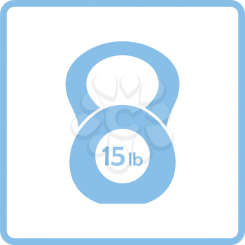 Kettlebell icon. Blue frame design. Vector illustration.