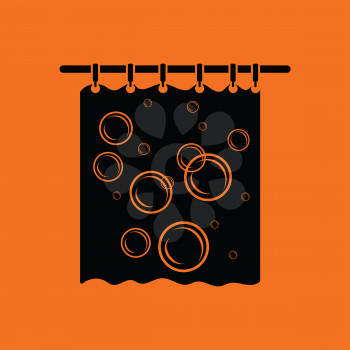 Bath curtain icon. Orange background with black. Vector illustration.