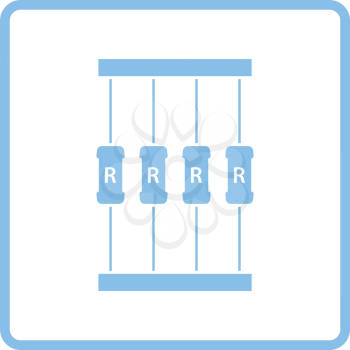 Resistor tape icon. Blue frame design. Vector illustration.