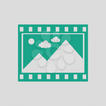 Film frame icon. Gray background with green. Vector illustration.