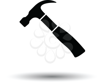 Hammer icon. White background with shadow design. Vector illustration.