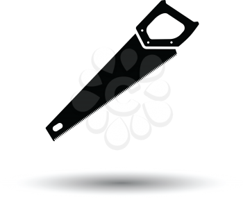 Hand saw icon. White background with shadow design. Vector illustration.