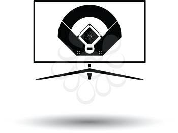 Baseball tv translation icon. White background with shadow design. Vector illustration.