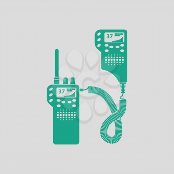 Police radio icon. Gray background with green. Vector illustration.