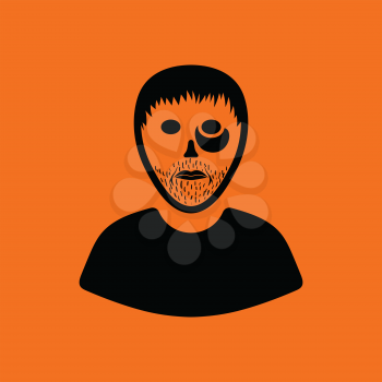 Criminal man icon. Orange background with black. Vector illustration.