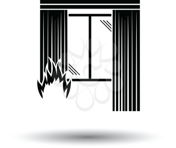 Home fire icon. White background with shadow design. Vector illustration.
