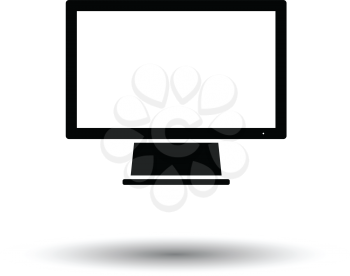 Monitor icon. Black background with white. Vector illustration.