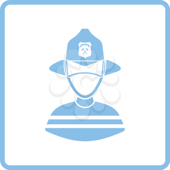 Fireman icon. Blue frame design. Vector illustration.