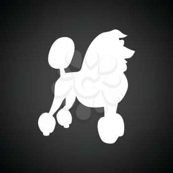 Poodle icon. Black background with white. Vector illustration.