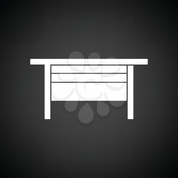 Boss office table icon. Black background with white. Vector illustration.
