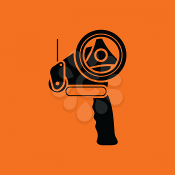 Scotch tape dispenser icon. Orange background with black. Vector illustration.