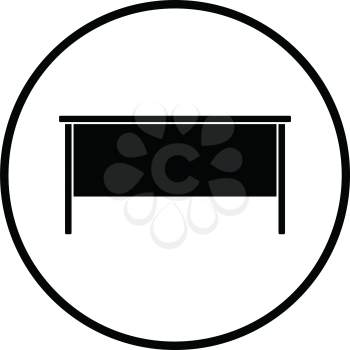 Office table icon. Thin circle design. Vector illustration.