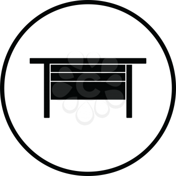 Boss office table icon. Thin circle design. Vector illustration.