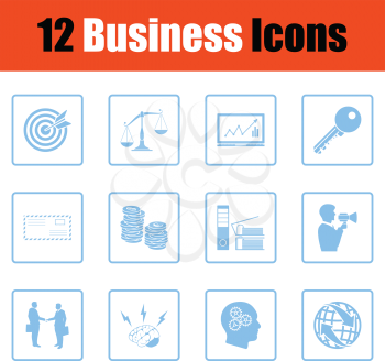 Business icon set. Blue frame design. Vector illustration.