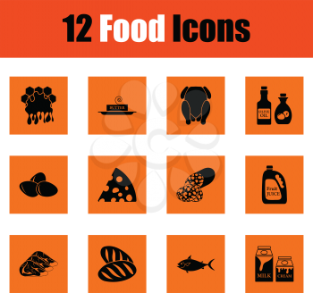 Set of food icons. Orange design. Vector illustration.