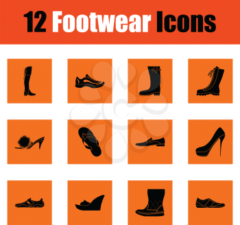 Set of footwear icons. Orange design. Vector illustration.