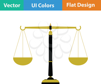 Justice scale icon. Flat color design. Vector illustration.