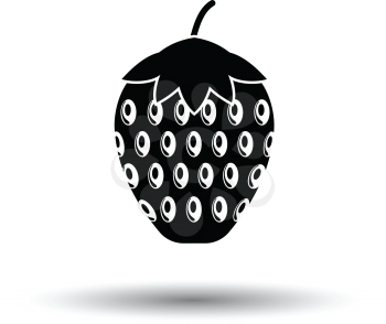 Icon of Strawberry. White background with shadow design. Vector illustration.
