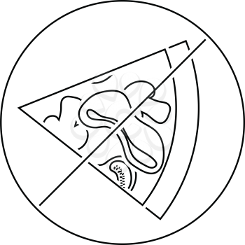 Prohibited pizza icon. Thin line design. Vector illustration.