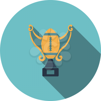 American football trophy cup icon. Flat color design. Vector illustration.