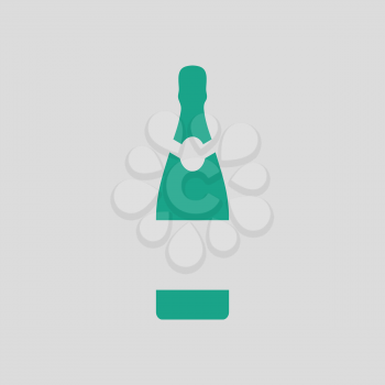 Party champagne and glass icon. Gray background with green. Vector illustration.