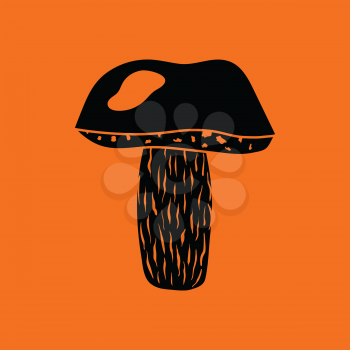 Mushroom  icon. Orange background with black. Vector illustration.