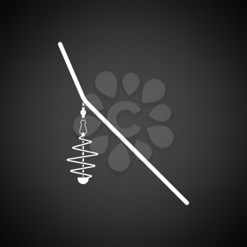 Icon of  fishing feeder net. Black background with white. Vector illustration.