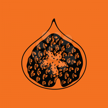 Icon of Fig fruit. Orange background with black. Vector illustration.