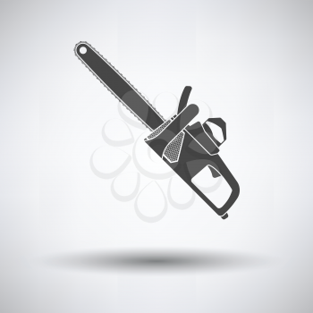 Chain saw icon on gray background, round shadow. Vector illustration.