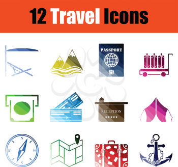 Set of Travel icons. Gradient color design. Vector illustration.