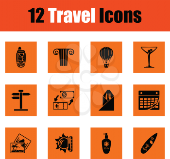 Travel icon set. Orange design. Vector illustration.