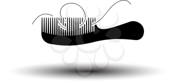 Hair In Comb Icon. Black on White Background With Shadow. Vector Illustration.