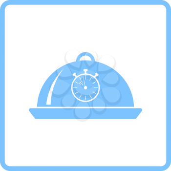 Cloche With Stopwatch Icon. Blue Frame Design. Vector Illustration.