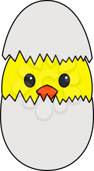 Easter Chicken In Egg Icon. Editable Outline With Color Fill Design. Vector Illustration.
