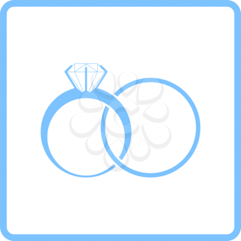 Wedding Rings Icon. Blue Frame Design. Vector Illustration.