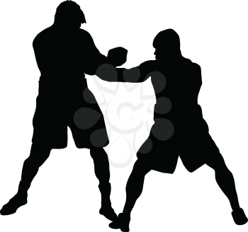 Boxing silhouette. Black on White. Vector illustration.