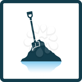 Icon of Construction shovel and sand. Shadow reflection design. Vector illustration.