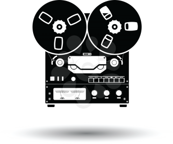 Reel tape recorder icon. White background with shadow design. Vector illustration.
