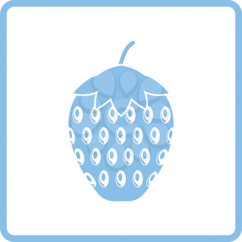Icon of Strawberry. Blue frame design. Vector illustration.