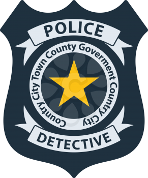Police badge icon. Flat color design. Vector illustration.