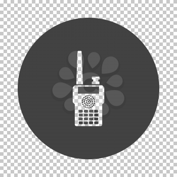 Portable radio icon. Subtract stencil design on tranparency grid. Vector illustration.