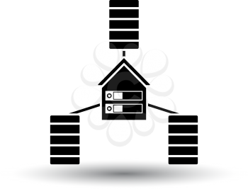 Datacenter Icon. Black on White Background With Shadow. Vector Illustration.
