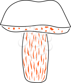 Mushroom Icon. Thin Line With Orange Fill Design. Vector Illustration.