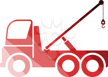 Car towing truck icon. Flat color design. Vector illustration.