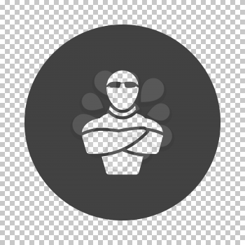 Night club security icon. Subtract stencil design on tranparency grid. Vector illustration.