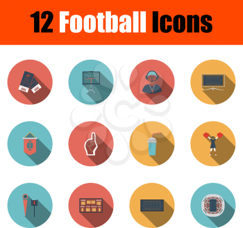 Football Icon Set. Flat Design With Long Shadow. Vector illustration.