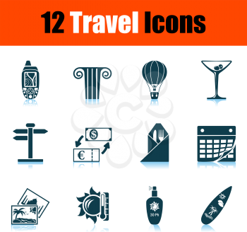 Travel Icon Set. Shadow reflection design. Vector illustration.