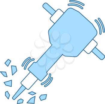 Icon Of Construction Jackhammer. Thin Line With Blue Fill Design. Vector Illustration.