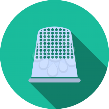 Tailor Thimble Icon. Flat Circle Stencil Design With Long Shadow. Vector Illustration.