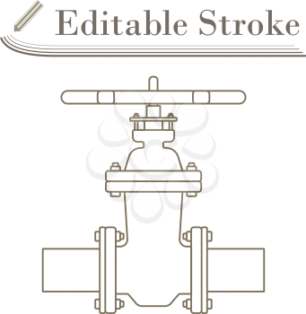 Pipe Valve Icon. Editable Stroke Simple Design. Vector Illustration.